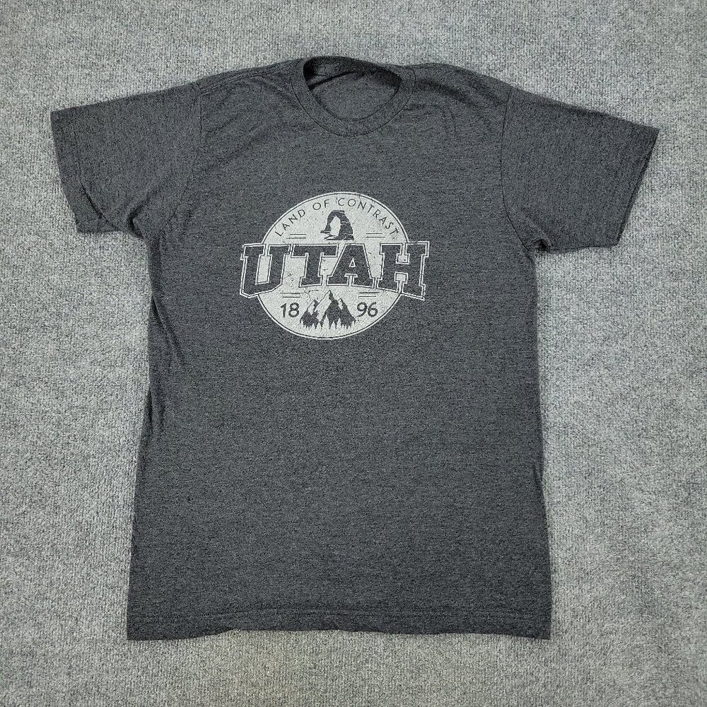 Utah Shirt Men's Gray Medium Land Of Contrast Graphic Tee Crew Neck Short Sleeve